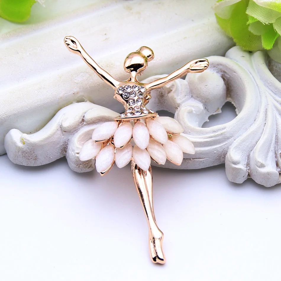 Модная женская брошь в виде танцовщицы стразы из смолы золотого цвета|brooch pins|fashion