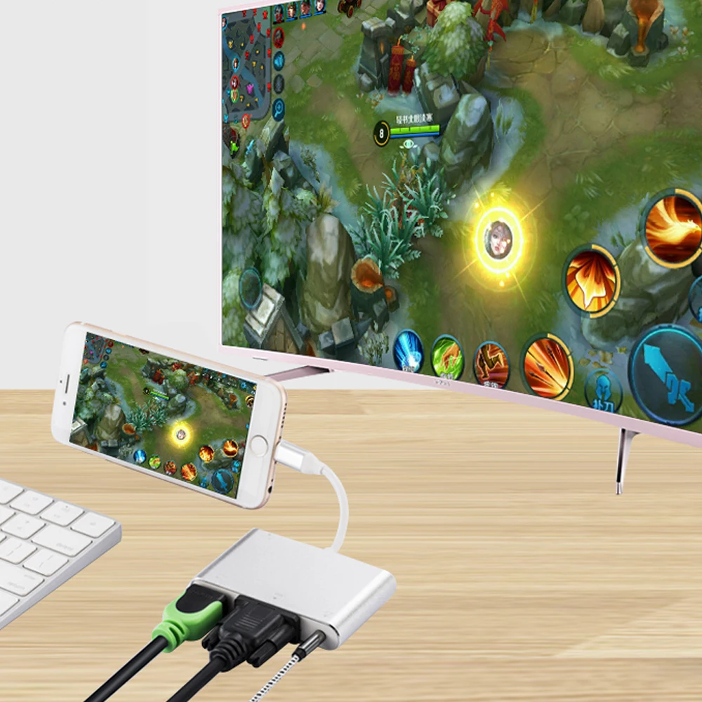 4 в 1 цифровой аудио видео HDTV конвертер для IPhone в HDMI VGA AV адаптер для IPhone Xs X XR 8 7 6plus для IPad Air/mini/pro