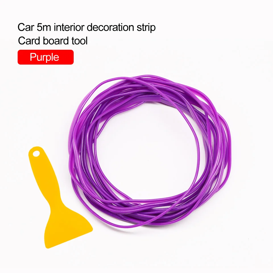 PVC purple LOEN 5 м автомобильный Стайлинг полоса для отделки интерьера хром серебристый синий красный формовочная отделка воздушная приборная панель край двери авто аксессуары - Цвет: PVC purple