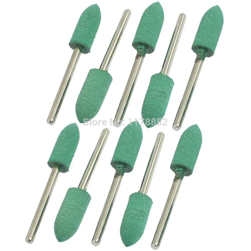 

100Pcs Cone Head Rubber Polisher Grinding Mounted Point Green 10mm Bullet head