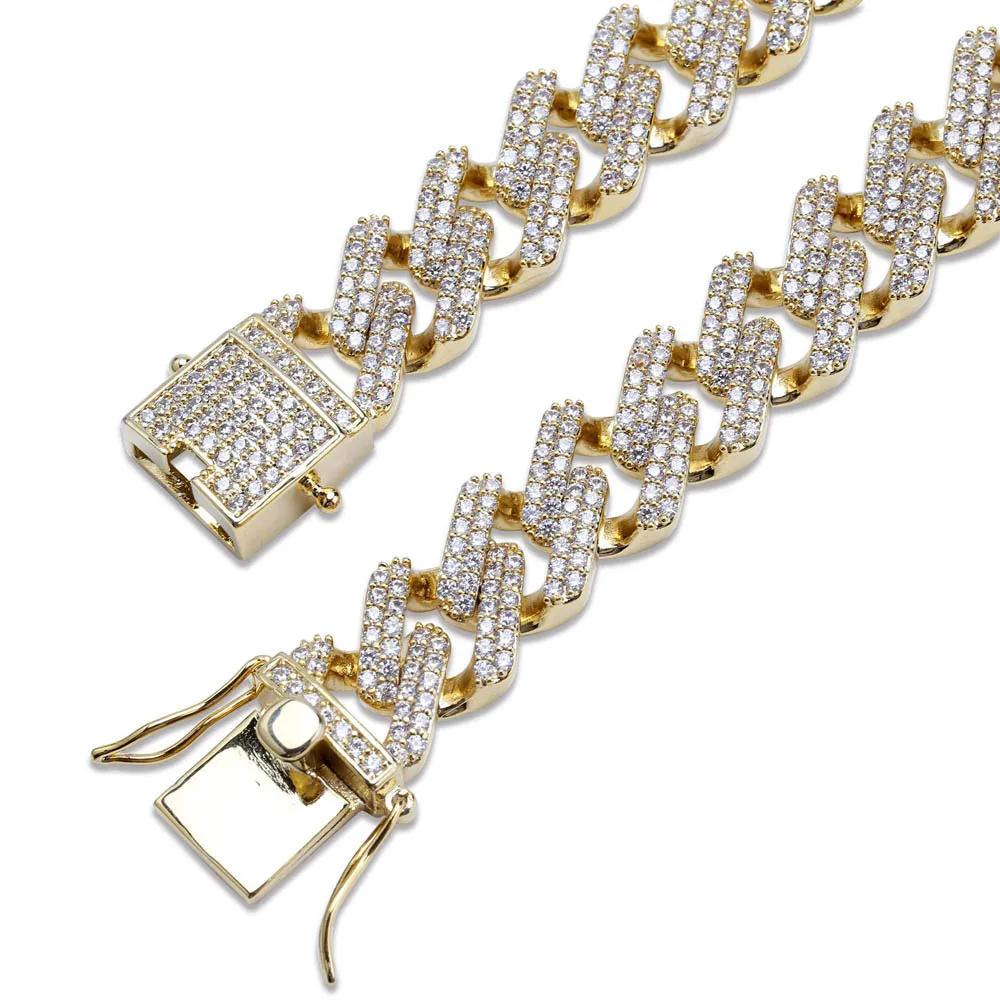 

14mm Men Women HipHop MIAMI CUBAN LINK Chain Bracelet Casting Fully Micro Cubic Zirconia Clasp ICED OUT Bling DJ Rapper Jewelry
