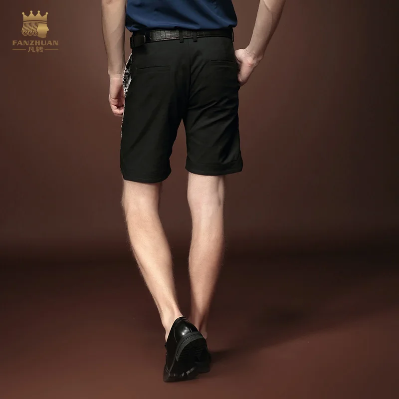 Шорты мужские с принтом повседневные разрезом черные лето 2015 | Мужская одежда