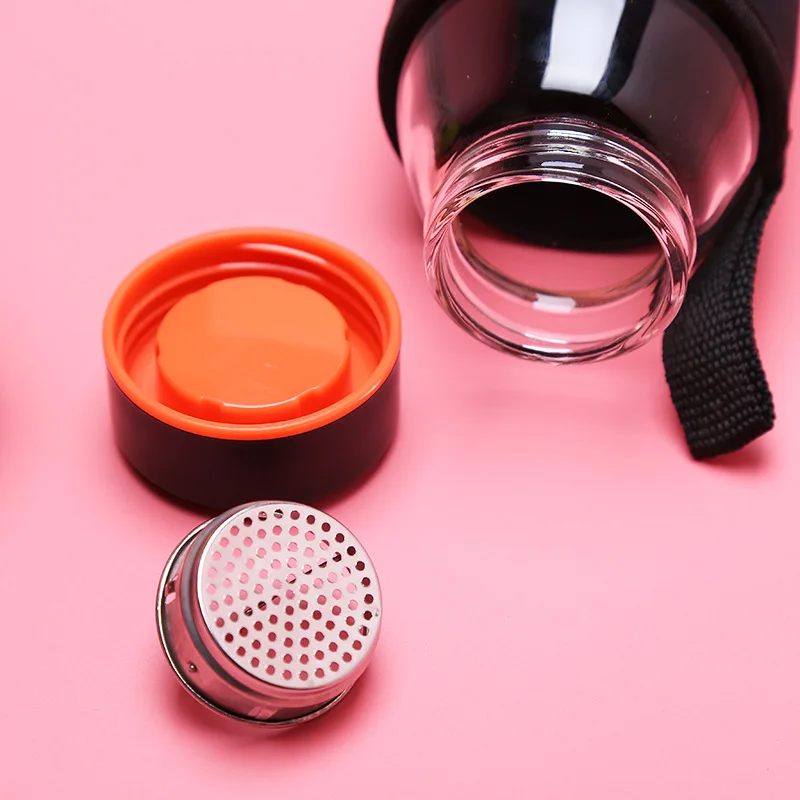 Большая емкость стеклянная бутылка для воды влюбленных с изоляционным тканевым