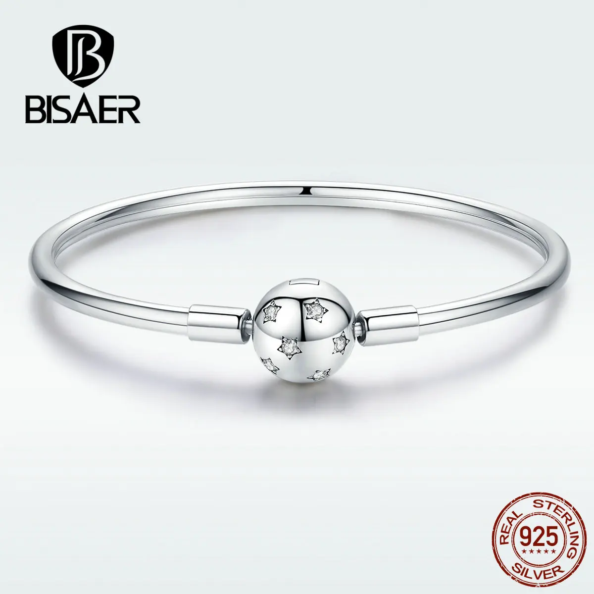 BISAER, настоящая 925 пробы, серебряная цепочка в виде змеи, Звездные амулеты, браслет, Звездная мечта для женщин, модная, сделай сам, для изготовления ювелирных изделий GXB144