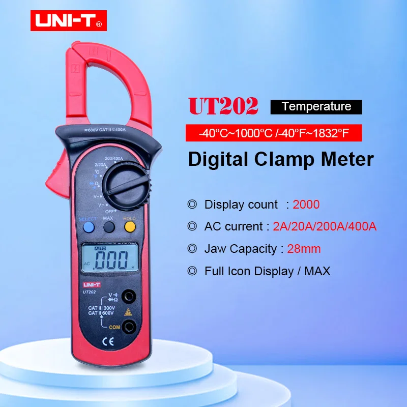Высокая точность UNI-T UT202 цифровой зажим мультиметров Ом DMM DC вольтметр
