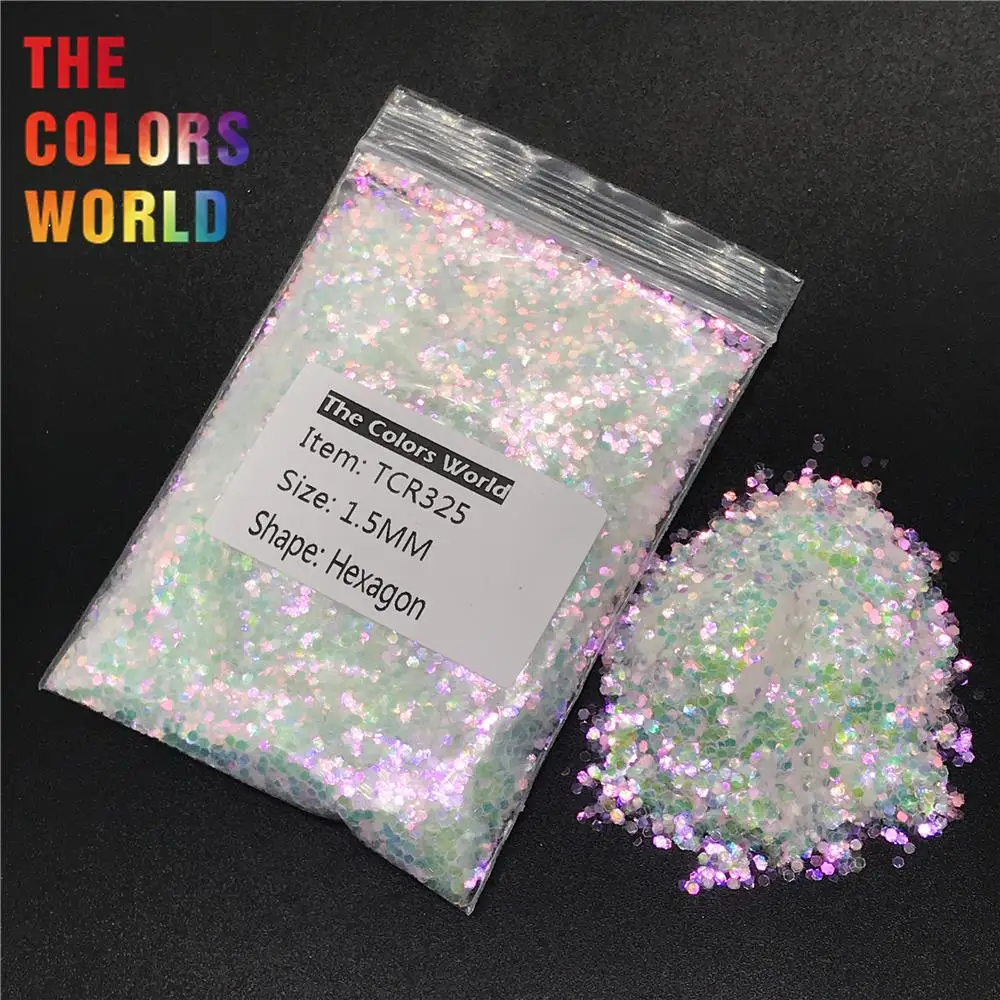 

TCR325 White Iridescent Rainbow Hexagon Shape Nail Glitter Nail Art Decoration Face Glitter Gel Eye Shadow Makeup Face Paint DIY