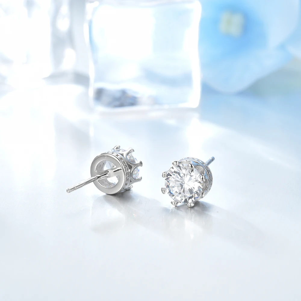 LZESHINE 100% 925 Sterling Silver CZ Stud Earrings для Для женщин ювелирные изделия Классический Princess