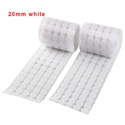 20mm White 50 пар, крепкая самоклеящаяся лента-липучка, велкрос в горошек, крючок и петля, волшебная нейлоновая наклейка, швейный аксессуар «сделай сам» - Цвет: 20mm White