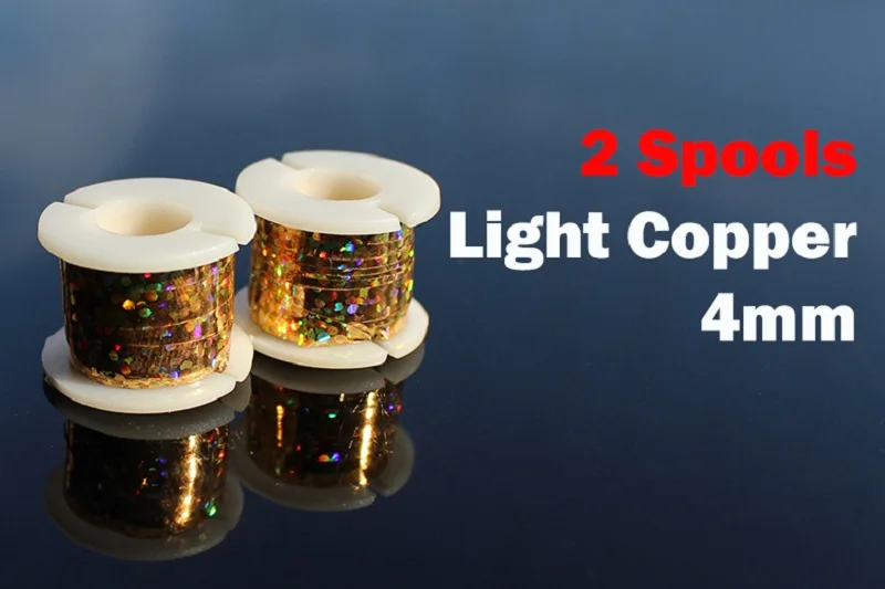 Light Copper 4mm Tigofly 2 катушки 6 цветов 2 мм-5 мм шириной Magnum Flashabou Голографическая мишура вспышка плоская майларовая кристальная вспышка материалы для завязывания мушек - Цвет: Light Copper 4mm