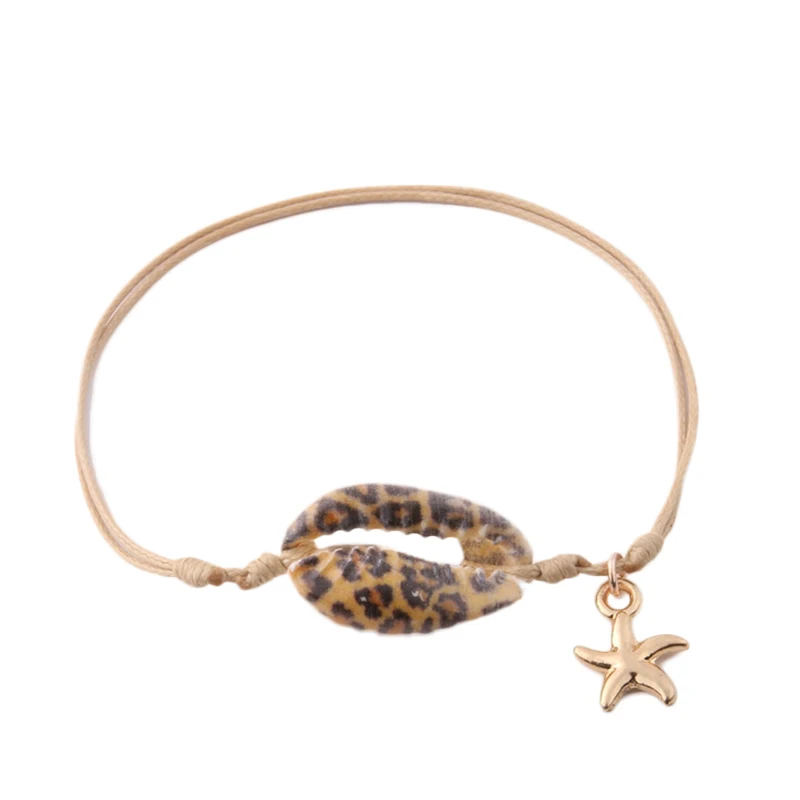 Браслеты NeeFuWoFu с леопардовым принтом ракушки веревки богемные браслеты из дерева