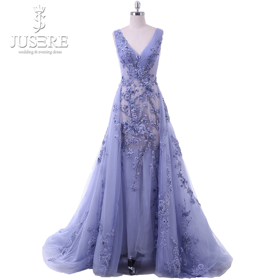 

Robe De Soiree 3D цветок кружева Бисер сексуальным вырезом на спине и длинное вечернее платье невесты для торжеств элегантный «Два в одном» вечерн...