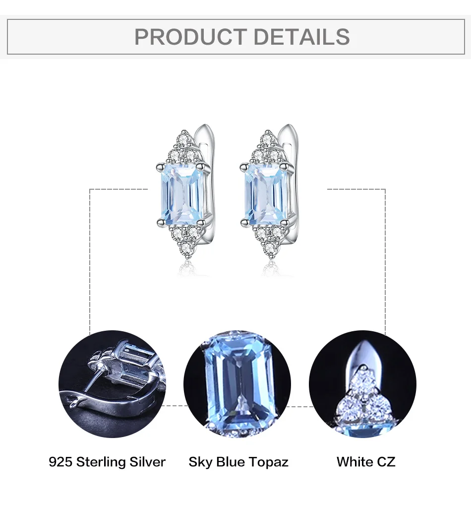 GEM'S BALLET 2.56Ct натуральный Небесно-Голубой топаз серьги трендовые ювелирные изделия 925 пробы серебряные свадебные серьги-гвоздики для женщин подарок