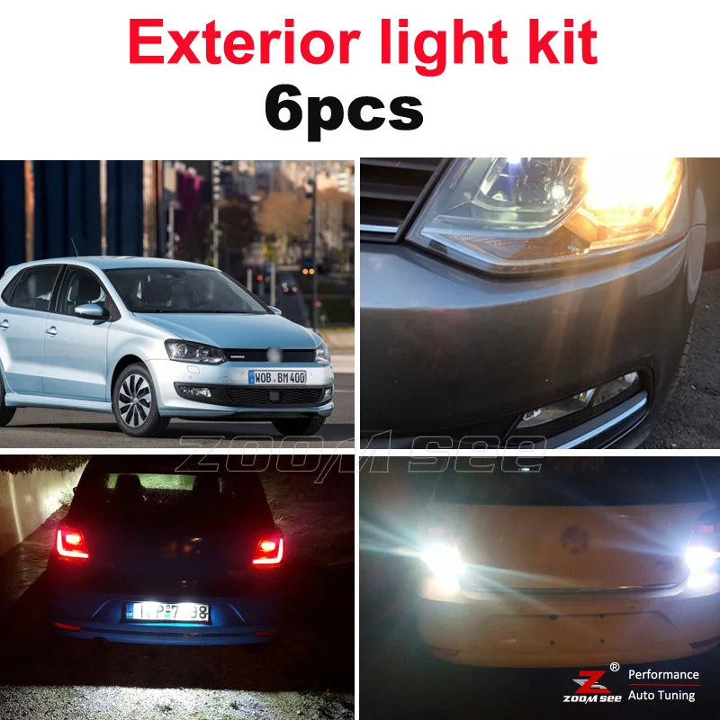 Exterior light kit Белый светодиодный фонарь заднего хода+ лампа номерного знака для Polo Mk5 Polo 6R светодиодный внешний+ парковочный светильник(2009 - Испускаемый цвет: Exterior light kit