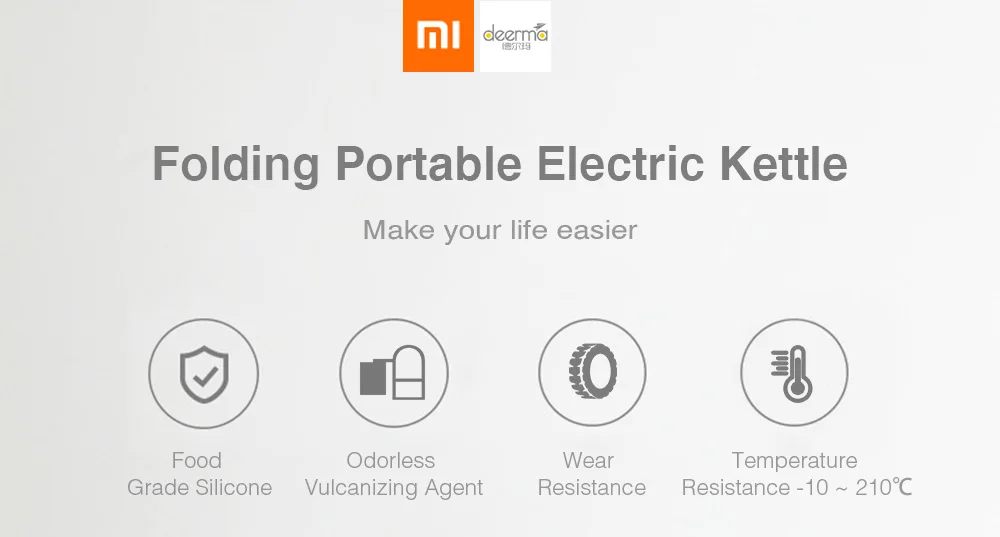 Портативный многофункциональный электрический чайник для воды Xiaomi Deerma, ручная колба для мгновенного нагрева, горшок для путешествий, переменный ток 100-240 В