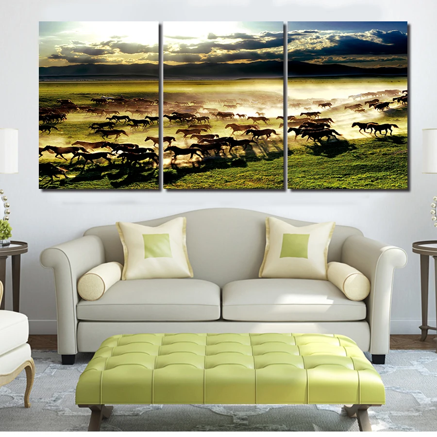 Новинка 2017 прямая продажа без масла 3 панели китайская бегущая лошадь