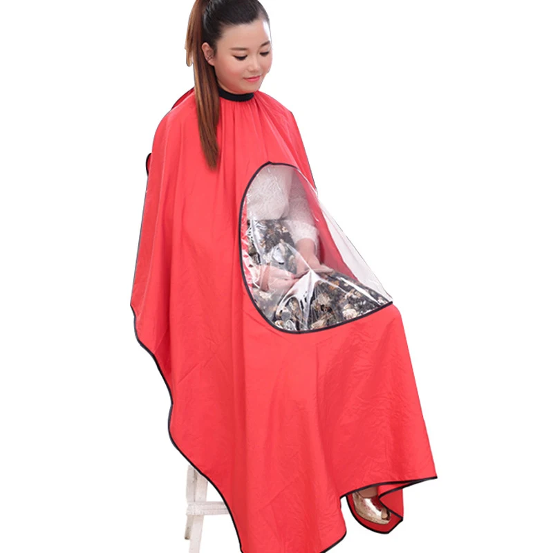 Transparent Cloth Hairdresser Cape Gown New Waterproof View Window Hair Cut Hairdressing Barbers Can play cell phone | Красота и