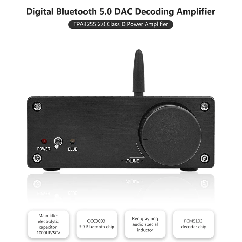 Tpa3255 Bluetooth 5,0 цифровой аудио усилитель 325Wx2 высокой мощности класса D 2,0 канал, amp Dac Pcm5102 декодирование для телефона
