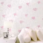 3D розовый любовь сердце мультфильм принцесса девушка комната фон настенная бумага рулон 3D тиснение Флокирование нетканое детское настенное покрытие бумага