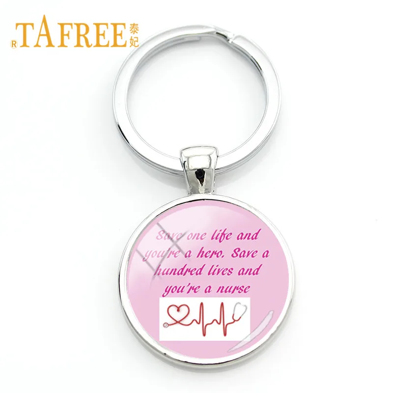 TAFREE Doctor брелок-стетоскоп Доктор Медсестры стеклянные драгоценные камни купол круглое очарование Брелок держатель для ключей для кормления Забавный подарок DO86 - Цвет: DO73
