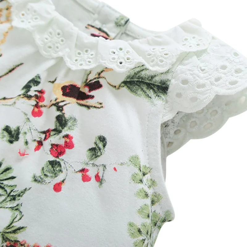 

2021 Summer Newborn Baby Girls Sleeveless Bodysuit Floral Pattern Cotton One-Piece New Fashion Jumpsuit 0-24M