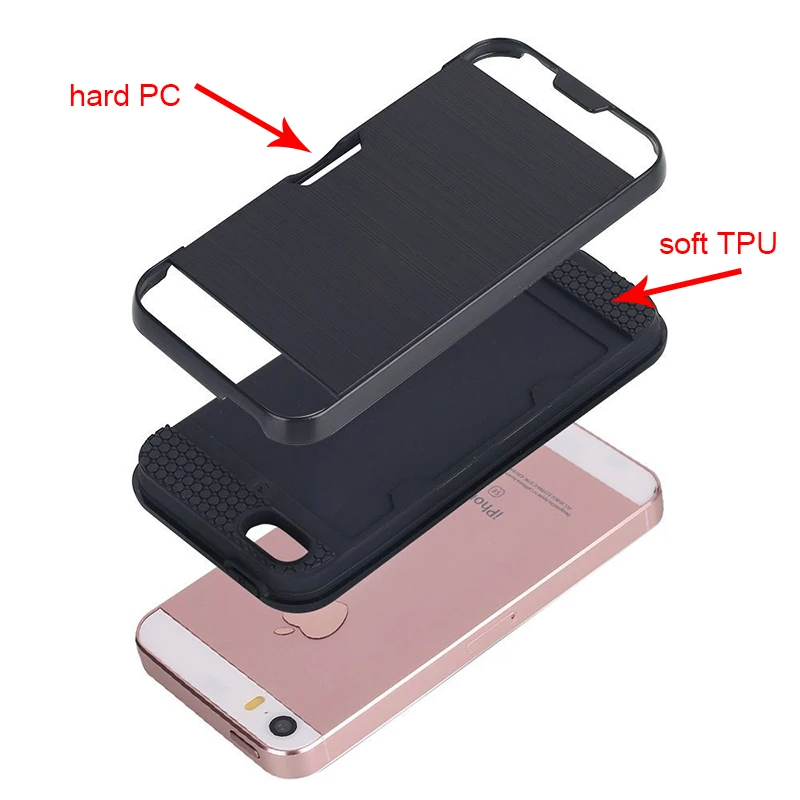 Ударопрочный чехол для iPhone 5S Жесткий ПК с мягкой силиконовой резиновой крышкой