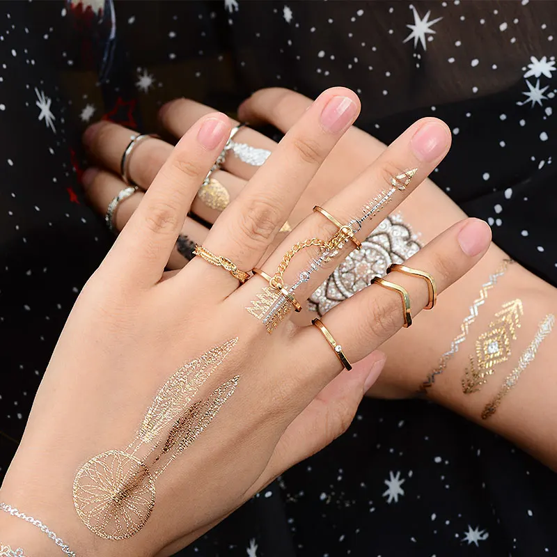 6pcs/lot Unique Adjustable Ring Set Punk Style Gold Color Knuckle Rings For Women |