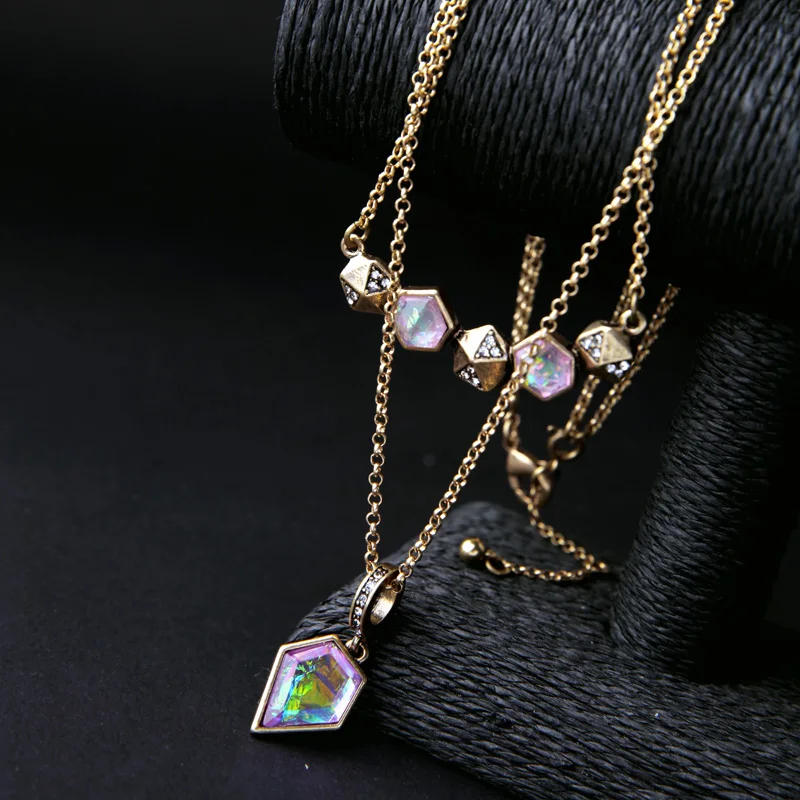 Двухслойное геометрическое ожерелье с подвеской в индийском стиле New Look Happy new year модные украшения|necklace