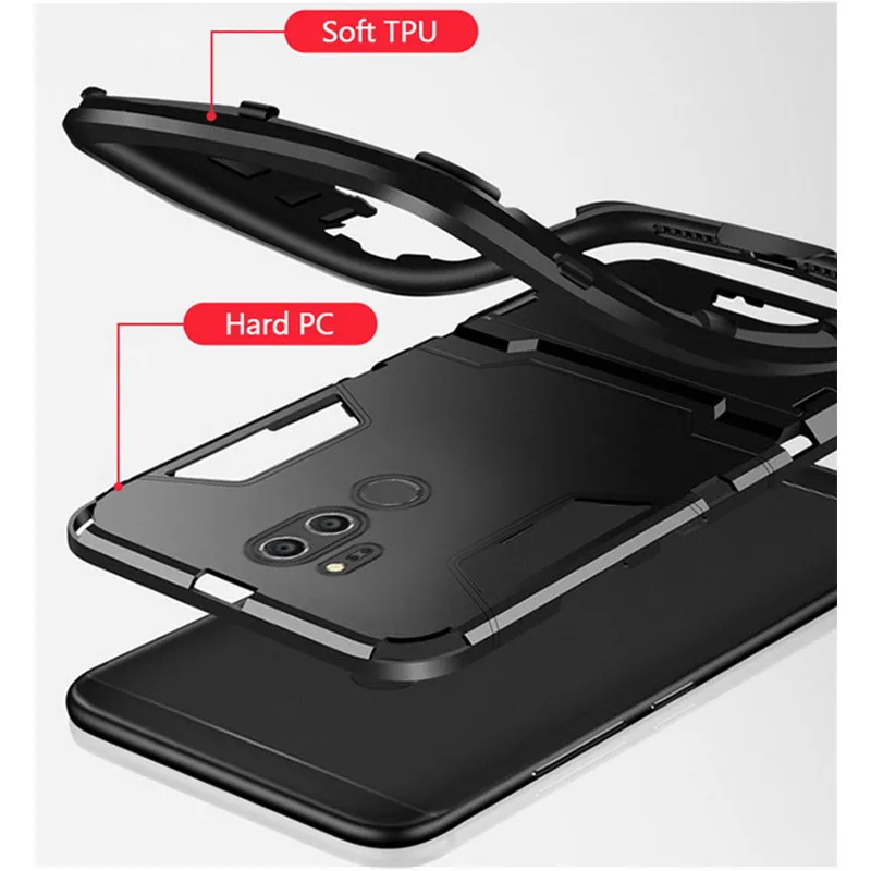 Гибридный бронированный чехол с подставкой и подставкой для LG V30 Q6, мягкий ТПУ+ Жесткий ПК ударопрочный чехол для iPhone 11 XS MAX XR для huawei