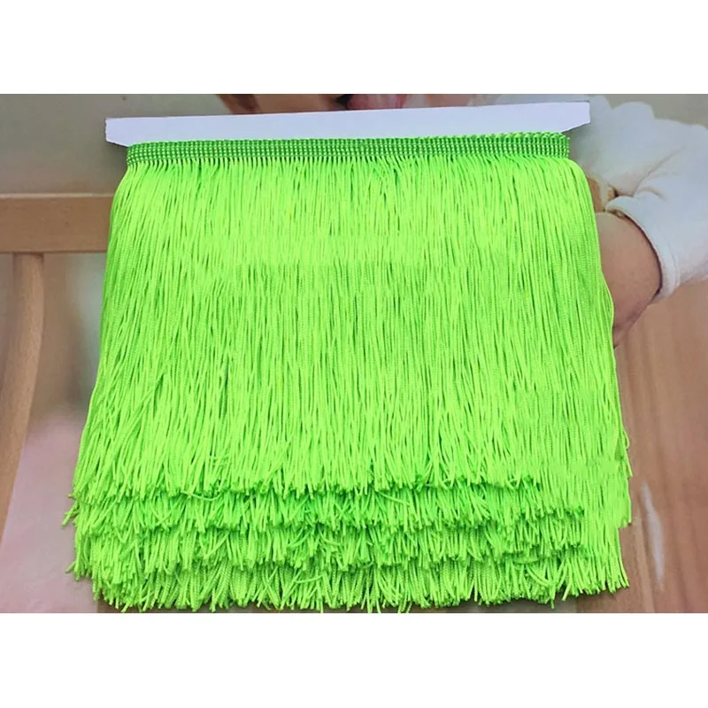 fluorescent green Meetee 5/10 ярдов/15/20/30 см латинские с бахромой и отделкой кружевное полотно платье для танцев Самба Стадия Декор полиэстер Костюмы лента AP619 - Цвет: fluorescent green