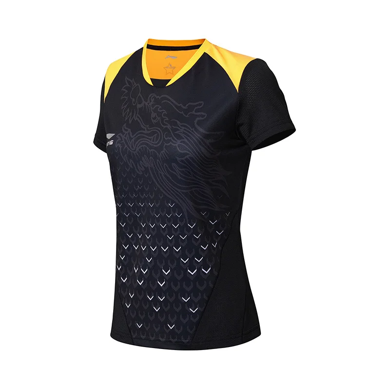 Li-Ning женские настольные теннисные футболки для сборной дышащая подкладка тренировочные спортивные футболки топы AAYN052 CAMJ18