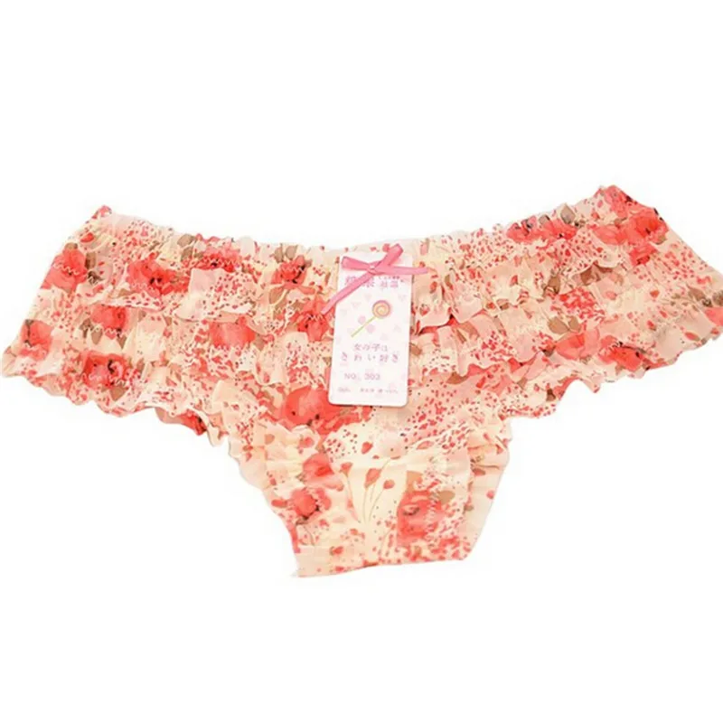 Beige Red 8 цветов, женские трусы с подтягивающим эффектом, милые сексуальные трусы в горошек для девушек, женское нижнее белье, женские кружевные трусики с оборками - Цвет: Beige Red