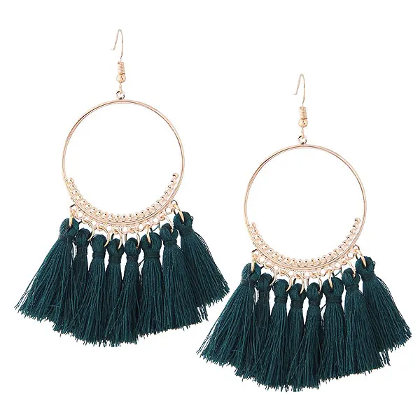 Kymyad Bohemian Korean Earrings Round Vintage For Women Long Tassel Bijoux Femme Earings Fashion Jewelry 2018 | Украшения и