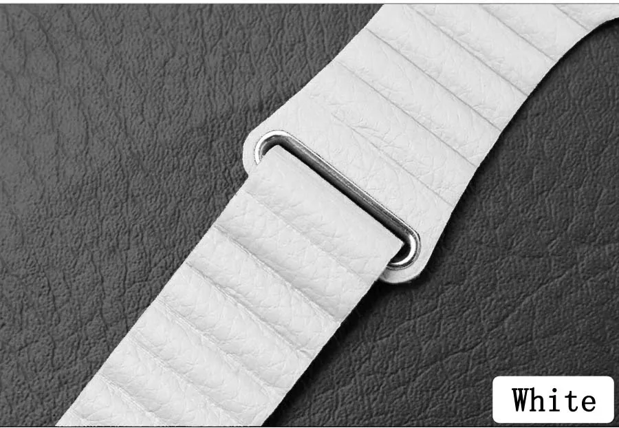 White Фирменная кожаная Петля ремешок для наручных часов Apple watch полос 4 44 мм 40 мм наручных часов iwatch, 4/3/2, 42 мм, 38 мм, версия браслет ремешок Магнитная застежка ремешок на запястье - Цвет ремешка: White