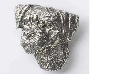 Мужская винтажная брошка-терьер брошка с отворотом из серебра опт | Украшения и