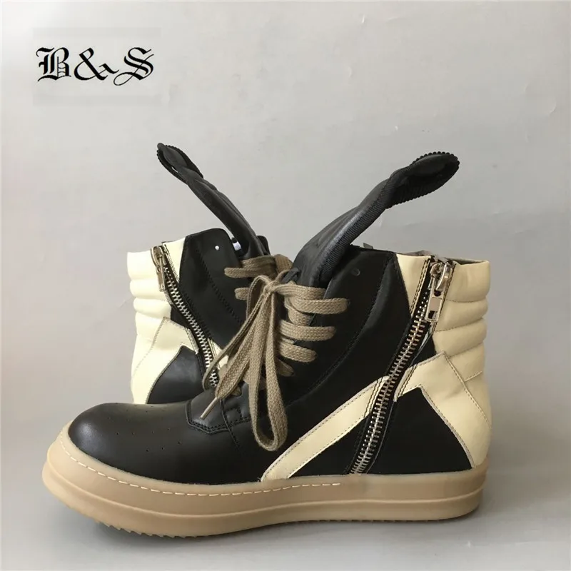s/s/Эксклюзивные черные и уличные мужские ботинки из натуральной кожи на шнуровке на молнии в стиле рок, хип-хоп спортивная обувь на плоской подошве