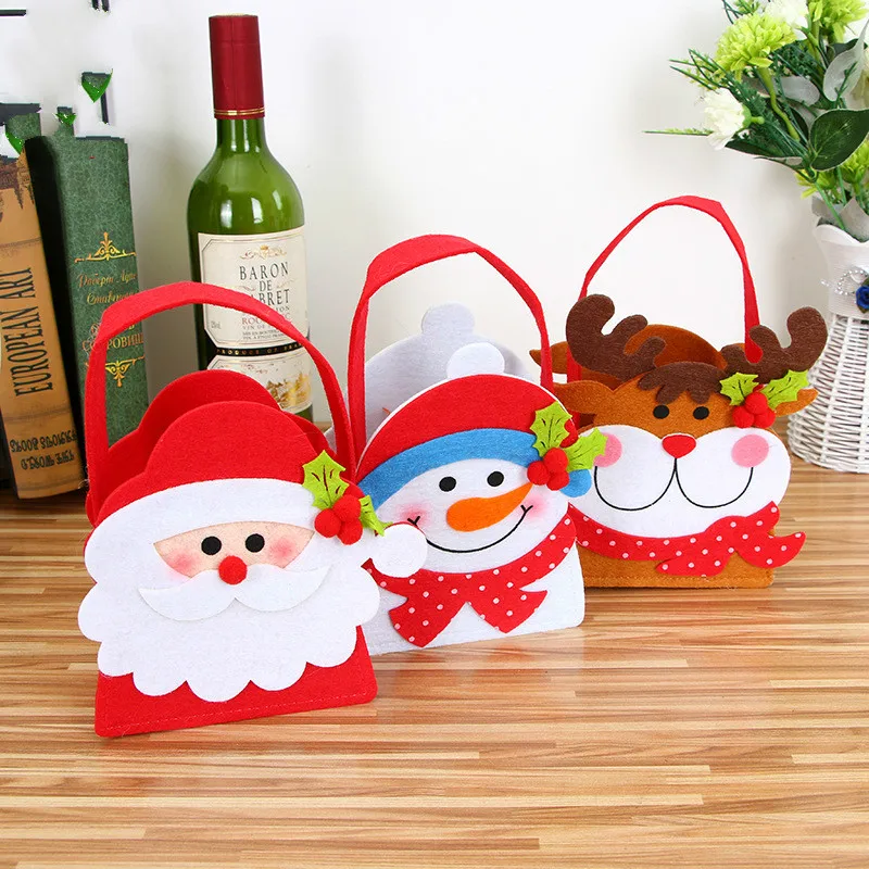 

Милые детские рождественские сумки с Санта-Клаусом, снеговиком, хранилище для конфет на Рождество, Подарочный держатель Санта-Клауса для детей, подарок