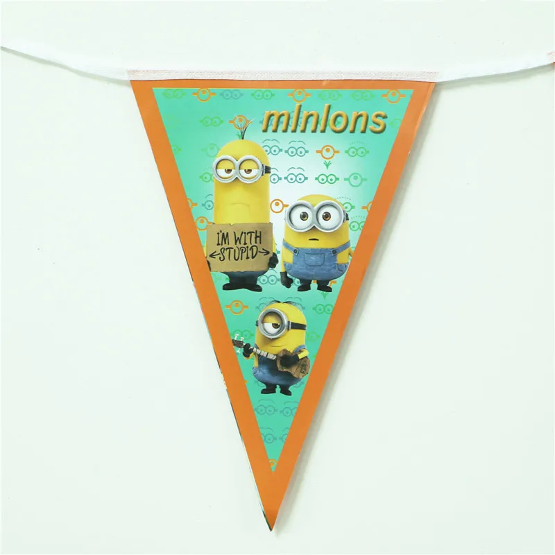 10 шт./линия Гадкий я Миньоны мультфильм бумажные флажки украшения в виде флагов