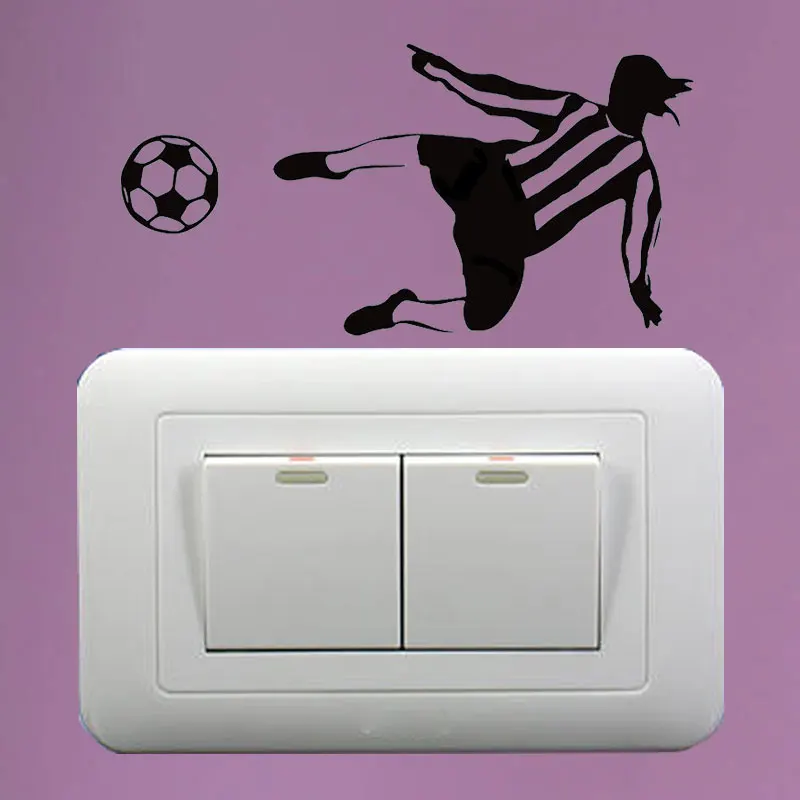 YJZT Football Player Goalkeeper Kicking Soccer Switch Sticker Cartoon Vinyl Wall Stickers Home Decor 8SS2360 | Дом и сад