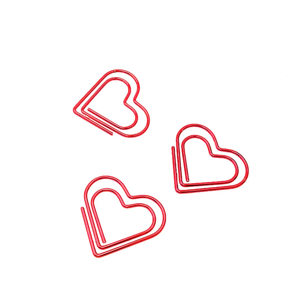 24 шт./кор. красное сердце Форма Бумага зажимы Kawaii Канцелярские открытые зажимы фото билеты документ письмо зажим аксессуары