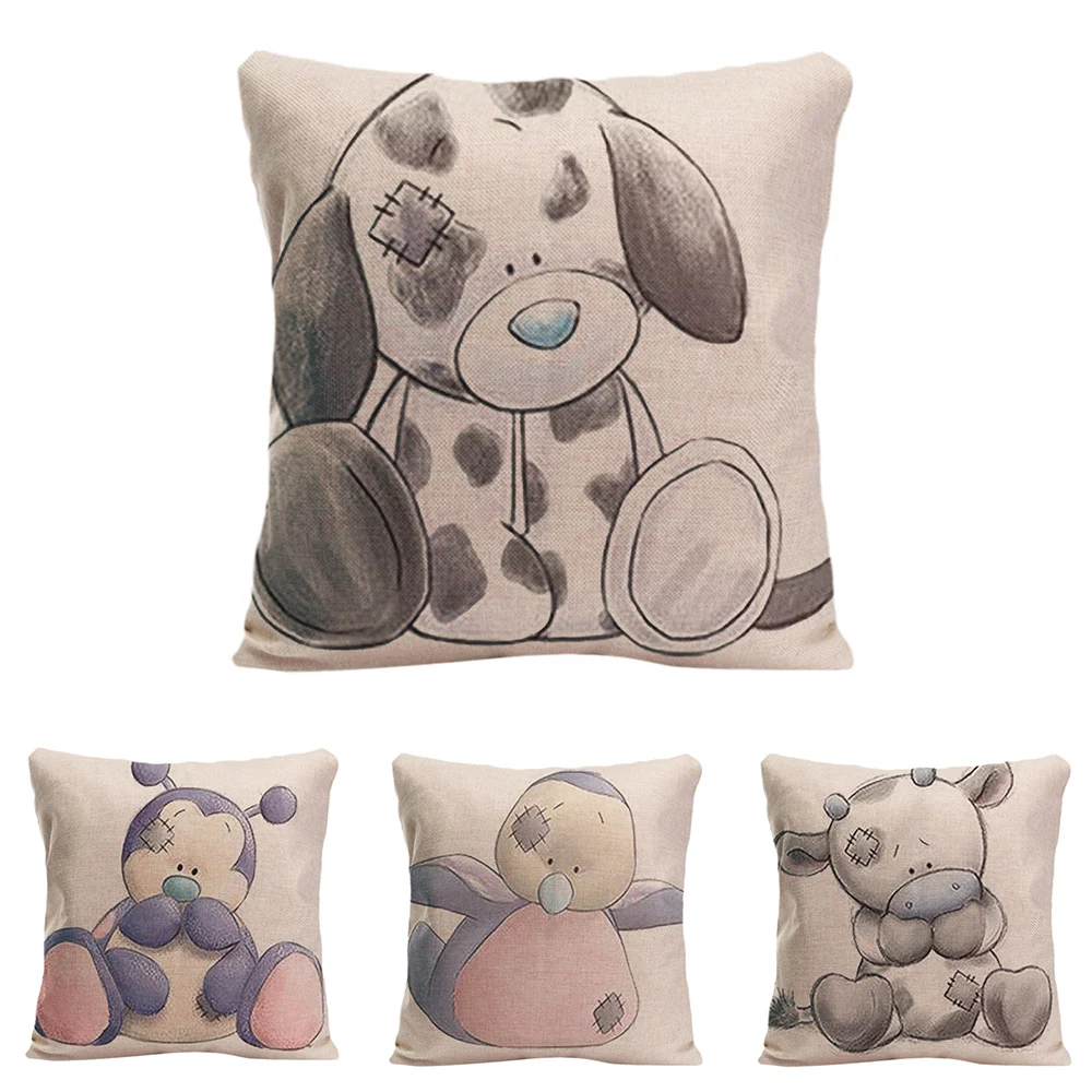 Милые Животные Хлопок Лен мой синий нос друзья Splodge пледы Наволочка декоративная