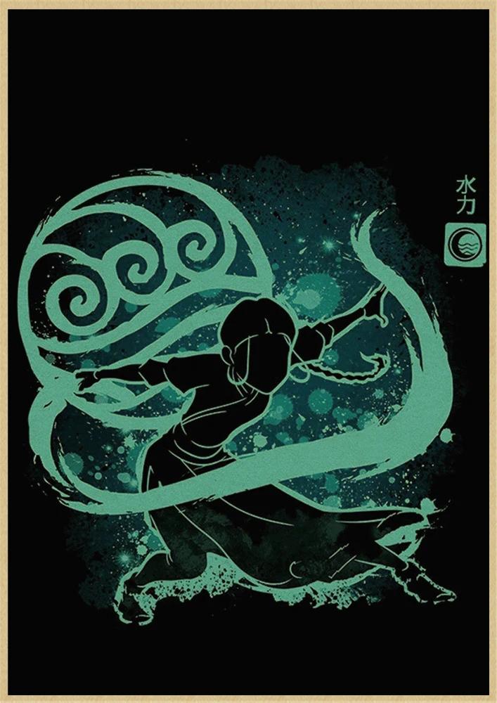 Аватар Последний Airbender Aang Katara мультфильм крафт-плакаты и печать настенная живопись Настенная картина для гостиной домашний декор - Цвет: Бургундия