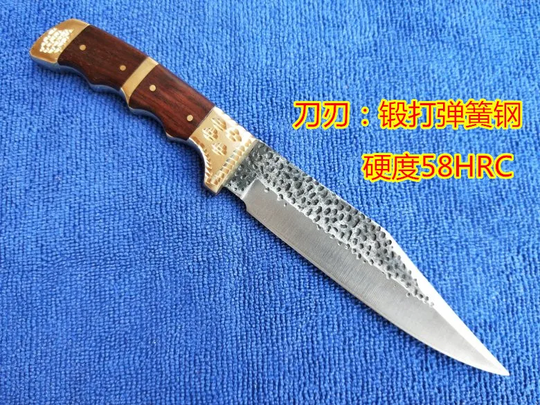 Handmade Forged tactical utility patterned steel pattern hunting knife fixed tools Pear handle first layer packing Sharp Knives |