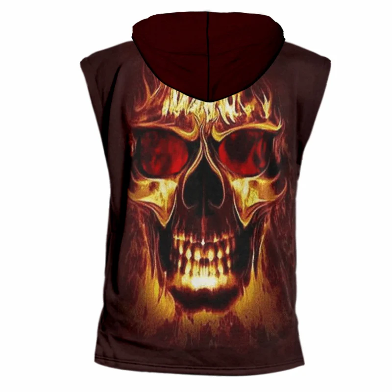 OGKB летний топ на бретелях с капюшоном для женщин/мужчин крутой принт Пламя Череп