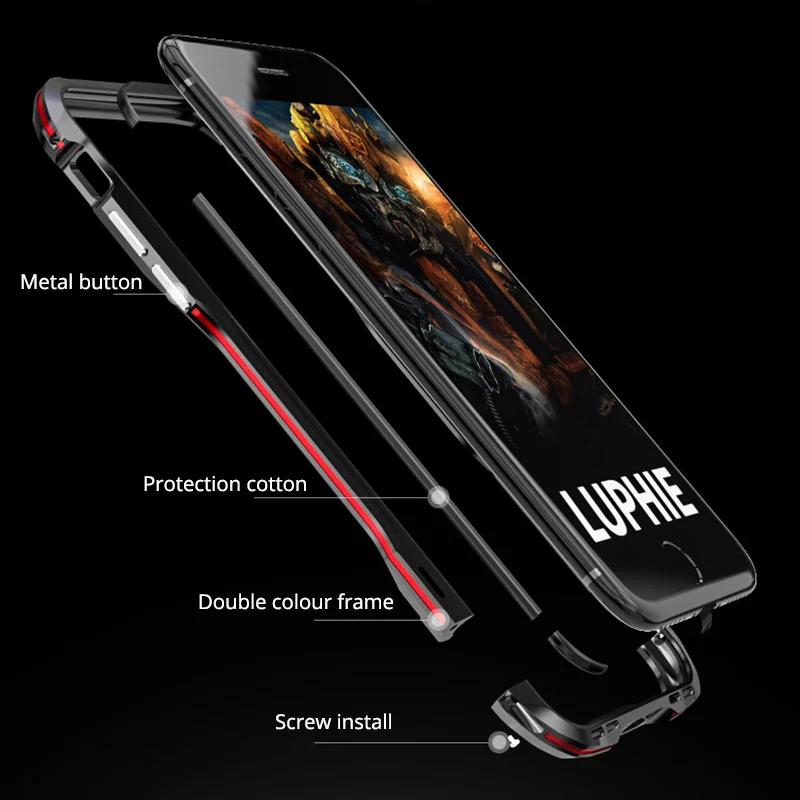 Прочный 3D металлический бампер роскошный алюминиевый чехол для телефона с iphone 8