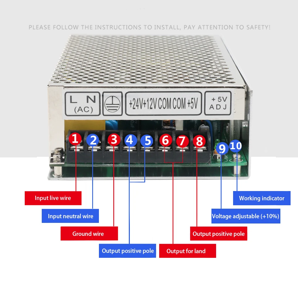 Тройной блок питания тройной выход DC5V, 12 V, 15 V, 24 V,-5 V,-12 V,-15 V T-30, T-50, T-60, T-100 30 W, 50 W, импульсный источник питания 60 Вт, 100 Вт
