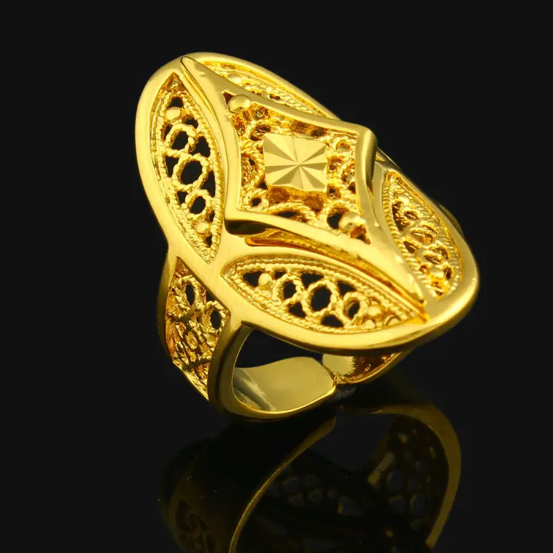 Изменяемое Золотое кольцо для мужчин 24 К Золотое кольцо для помолвки на палец для женщин и девочек Подарки для эфиопских/африканских/средних восточных товаров