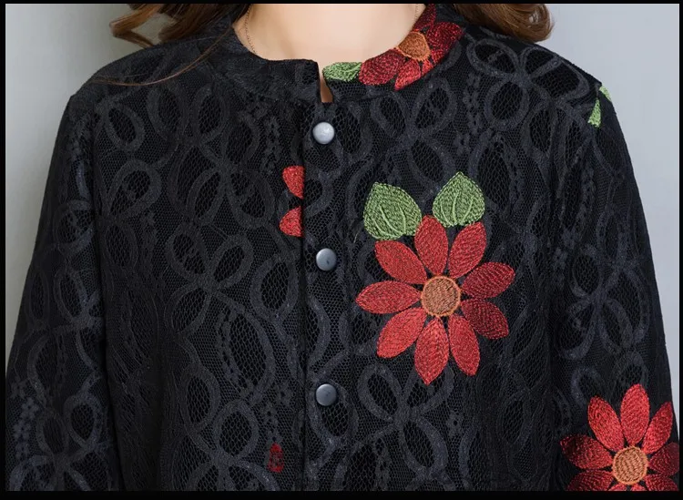 Женский Тренч из кареточной ткани с цветочной вышивкой 5xl 6xl|Женские плащи и