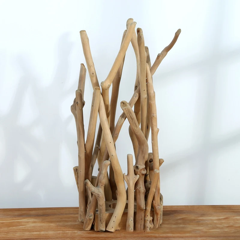 Стеклянная ваза в форме трубки прозрачная Цветочная бутылка с деревянной полкой