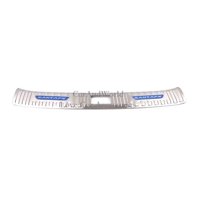 02-blue 1pcs Нержавеющая сталь для hyundai Santafe Задний бампер протектор хвост дверной порог панель декоративная крышка отделка автомобильные аксессуары - Цвет: 02-blue 1pcs