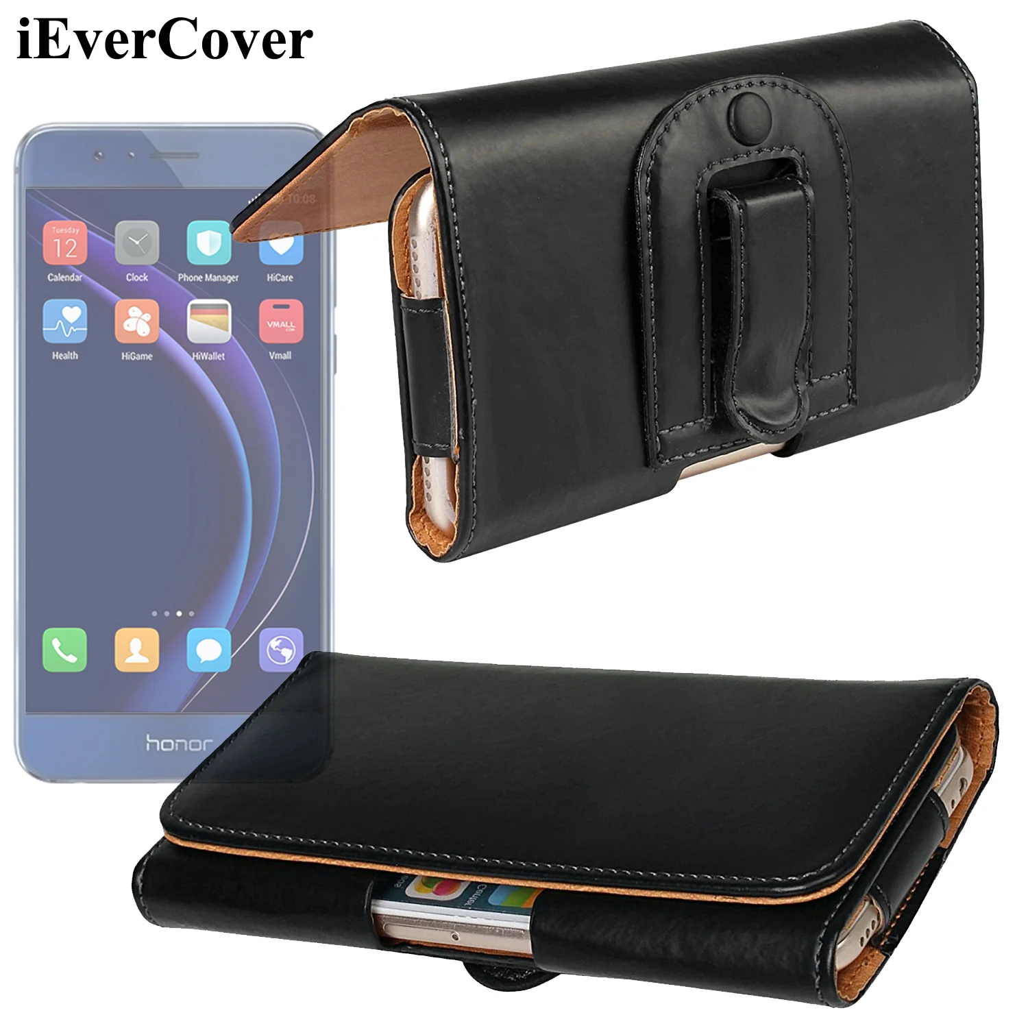 Горизонтальный Премиум кожаный чехол сумка кобура с зажимом для ремня Huawei P8 Lite 2017